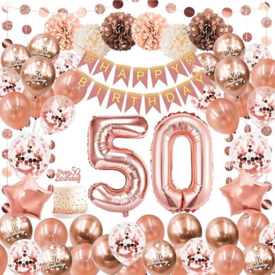 LaCardia Décoration or rose 50 ans - Décoration anniversaire 50