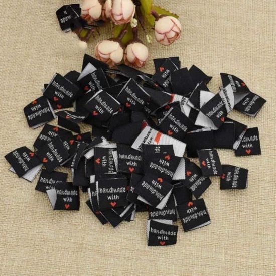 Lot De 160 Étiquettes En Tissu à Coudre - 50x15 Mm - 4 Couleurs - Pour Créations DIY, Vêtements, Sacs