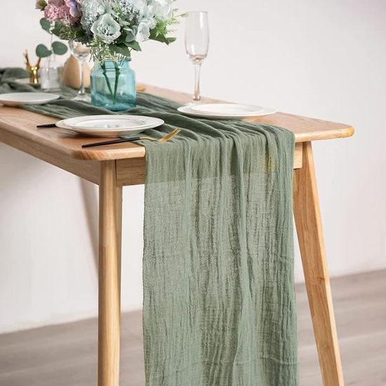 Keketo Chemin De Table D'automne En Gaze Rouille Terre Cuite 305 Cm 3 M En Tissu Rustique Orange Brûlé Pour Mariage, Fête Prénatale, Fête Prénuptiale, Centre De Table, Décoration D'automne