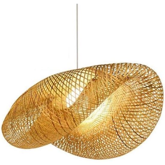 Abat-jour En Rotin Tissé Style Rustique - Suspension Plafond Pour Salon, Chambre Ou Restaurant