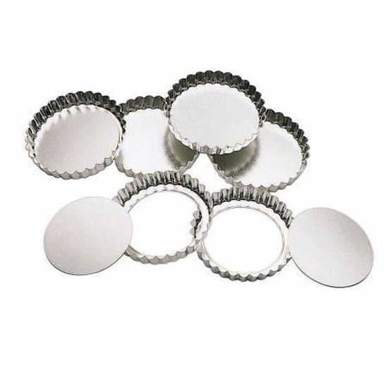 KitchenCraft – Lot De 4 Mini Moules à Tarte Dentelés – Revêtement Antiadhésif – Pour Quiches, Tartelettes