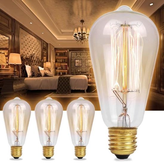 3x E27 Ampoules à Incandescence Vintage Rétro Edison 40W E27 220V style Industrielle Ampoule Antique Lampe