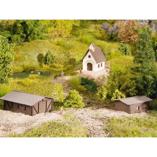 Noch Set De 3 Petits Bâtiments Miniatures – Granges Et Chapelle Pour Maquettes De Paysage – Décoration Détaillée - 10
