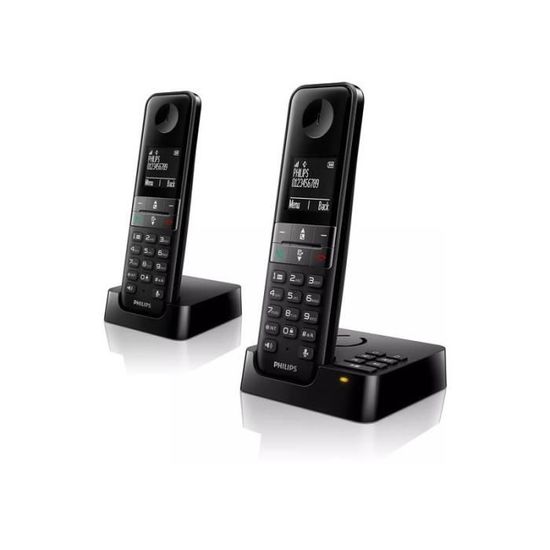 Téléphone fixe sans fil avec répondeur Philips D4752B 34 Duo Noir -  Cdiscount Téléphonie