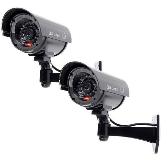 2x Lumiere clignotante de securite factice Fausse camera de surveillance Bullet LED infrarouge