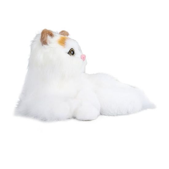 Jouet en peluche pour chat tigré jaune réaliste - Cadeau de Noël ou d' anniversaire (30 cm