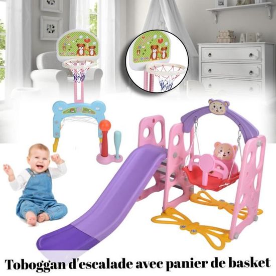 Toboggan balançoire multifonctionnel rose Intéressant et sécuritaire de