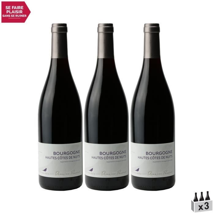 Bourgogne Hautes Côtes de Nuits Rouge 2020 - Lot de 3x75cl - Domaine Pansiot - Vin AOC Rouge de Bourgogne - Cépage Pinot Noir