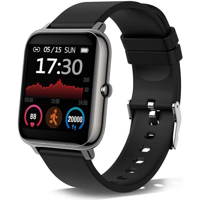 Montre Connectée Femmes Homme, Moniteur de fréquence Cardiaque, Montre Sport avec Podometre Calories Sommeil Chronometre 1,4 Pouces