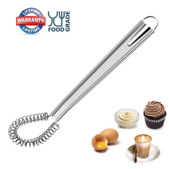 Fouet Cuisine à Spirale Cuillère Magique en INOX mèche Batteur à Main levée mousseur Foamer moussant crémeux Acier Inoxydable