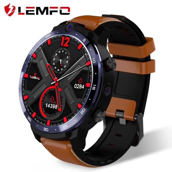 LEMFO LEM12 4G montre intelligente visage ID double caméra Android 7.1 1800mah batterie 1.6 pouces plein écran Smartwatch 3GB 32GB G