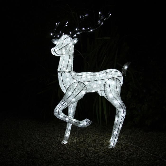 Cerf LED Illuminé Décoration de Noël 200 LEDs blanc brillant Jardin Intérieur ou Extérieur Grand Festif