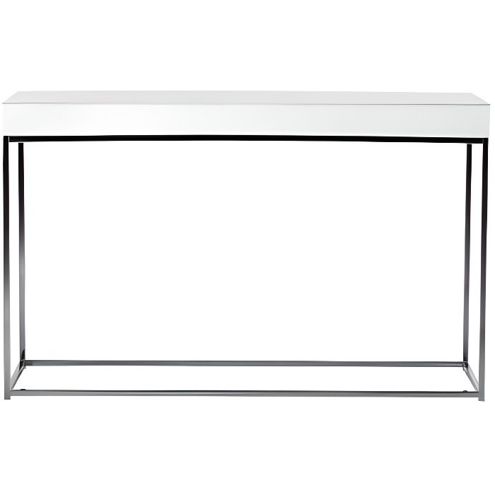 Console plateau laqué blanc et chrome Block