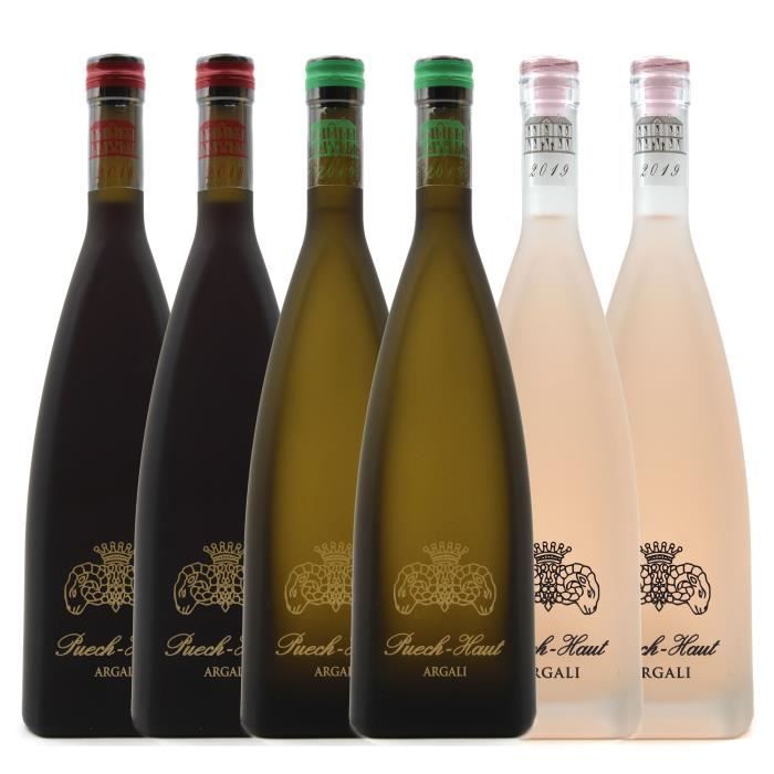 Château Puech Haut Argali Rouge, Blanc amp Rosé - 75cl - Carton de 6 Bouteilles