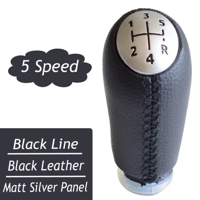 Black-Matt -Pommeau de levier de vitesse en cuir, 5 vitesses, pour Renault Laguna Megane 2 Clio 3 2003 – 2009 Kangoo 2009
