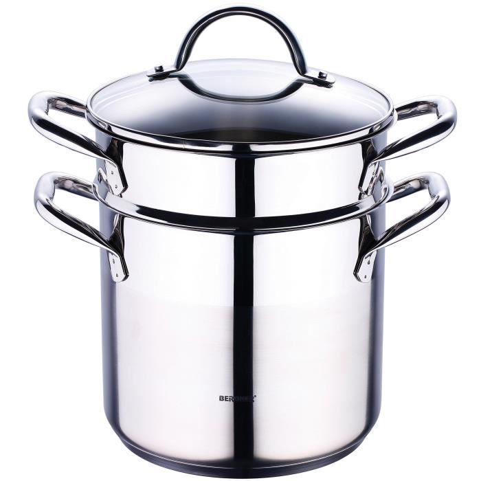 Bergner gourmet - cuiseurs à pâtes acier inoxydable avec couvercle 16x21 cm 5l bon pour l'induction