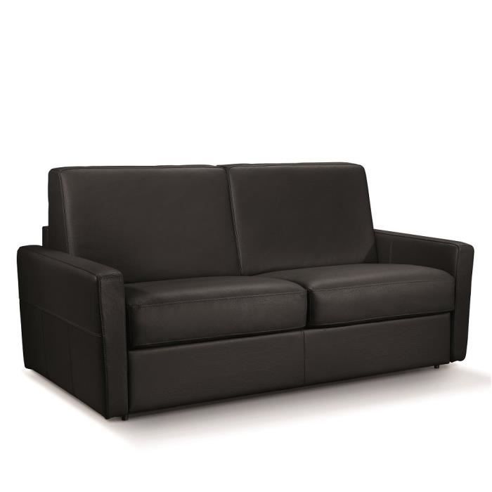 Canapé convertible rapido SKYWEST 140 cm sommier métallique matelas 15 cm cuir Noir noir cuir Inside75