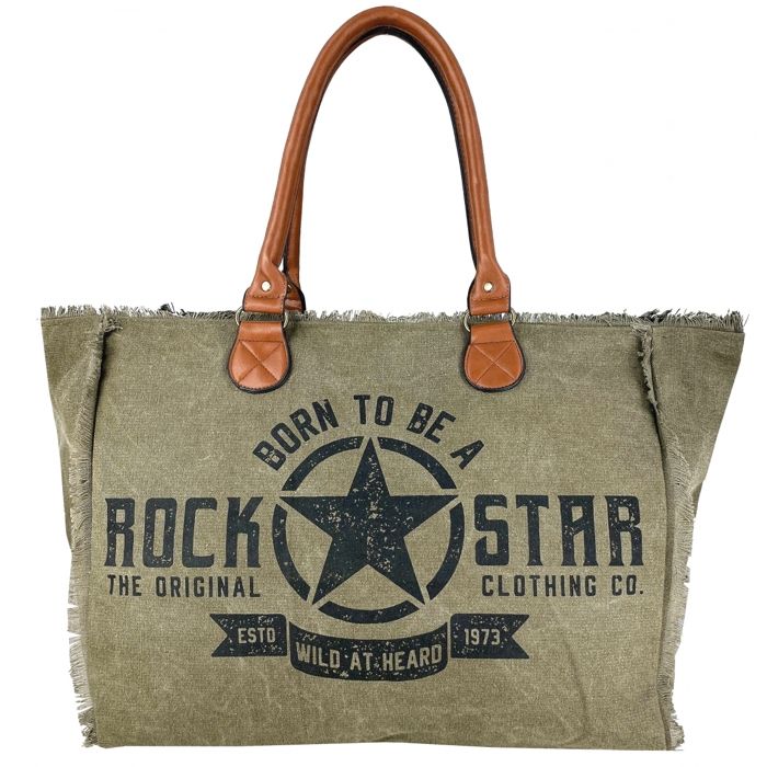 Sac à main en toile XL Krlot KAKI - K0280N - Marque française