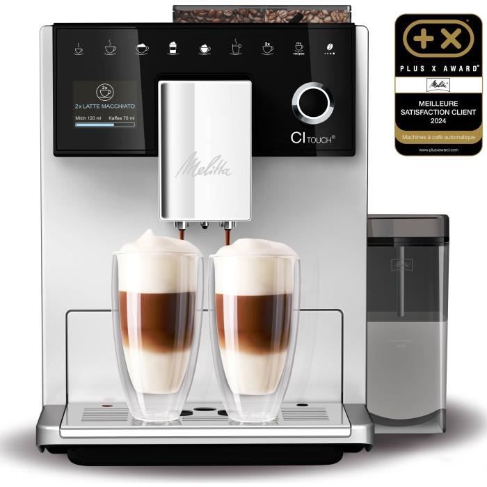 Machine à café avec broyeur MELITTA CI Touch® F630-101 - Réservoir amovible 1,8L - 2 réservoirs à grains - Ecran tactile - Argent