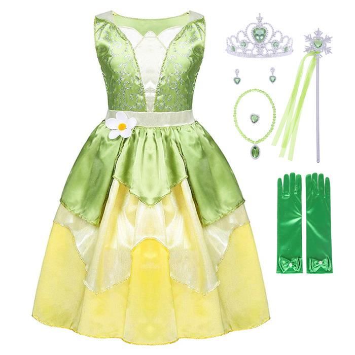 AmzBarley Robe Princesse Fille Enfant Déguisement Carnaval Fête Habillage de Noël Halloween Anniversaire Cosplay avec Accessoires