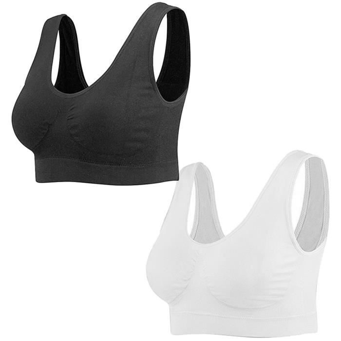 Sous-vêtements de sport Lot 2 soutien-gorge sans couture Soutien-gorge yoga armature avec coussinets amovibles pour femme