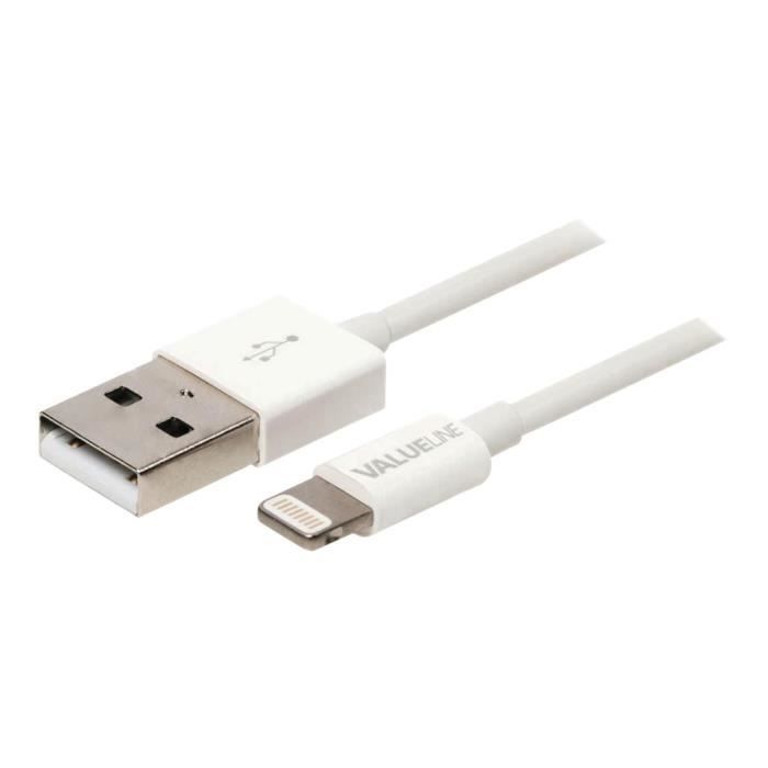 Valueline Câble Lightning USB (M) pour Lightning (M) 3 m blanc rond pour Apple iPad-iPhone-iPod (Lightning)