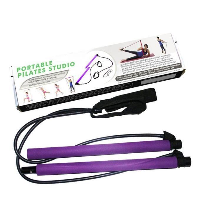 Bâton de Pilates antidérapante multifonctionnelle avec bande de résistance pour les exercices d'étirement de yoga