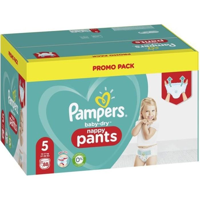 PAMPERS Baby Dry Nappy Pants Couches culottes taille 5 : 12 - 17kg - paquet de 88 couches