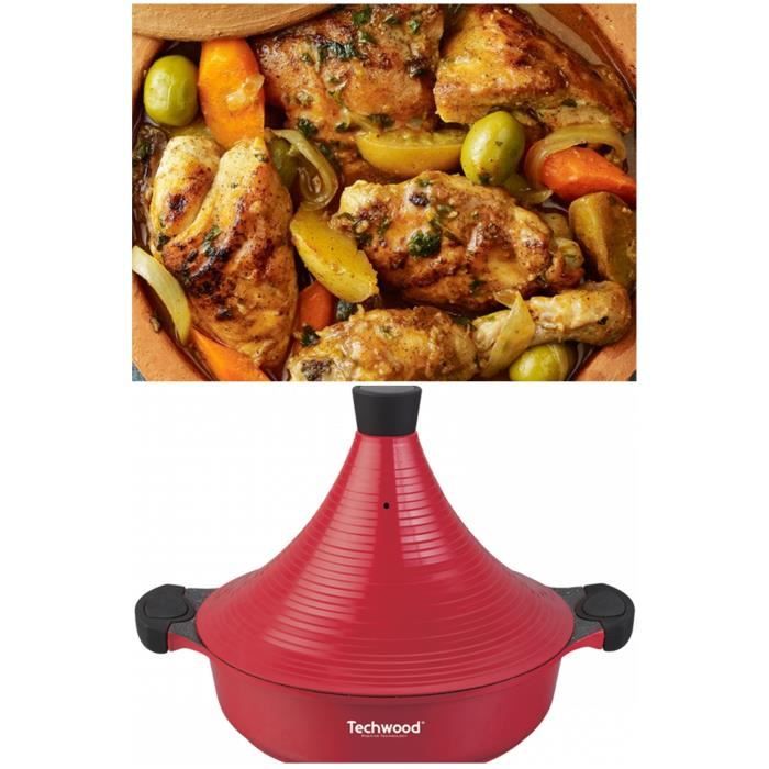 Tajine en fonte d'aluminium Rouge 4L tous feux dont induction Ø 28 x 28 cm avec couvercle