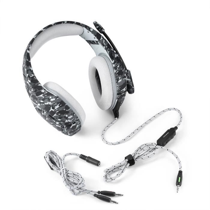 1 PC Virtual Surround Sound Headset USB Gaming Headphone Ordinateur (Gris camouflage) OREILLETTE BLUETOOTH