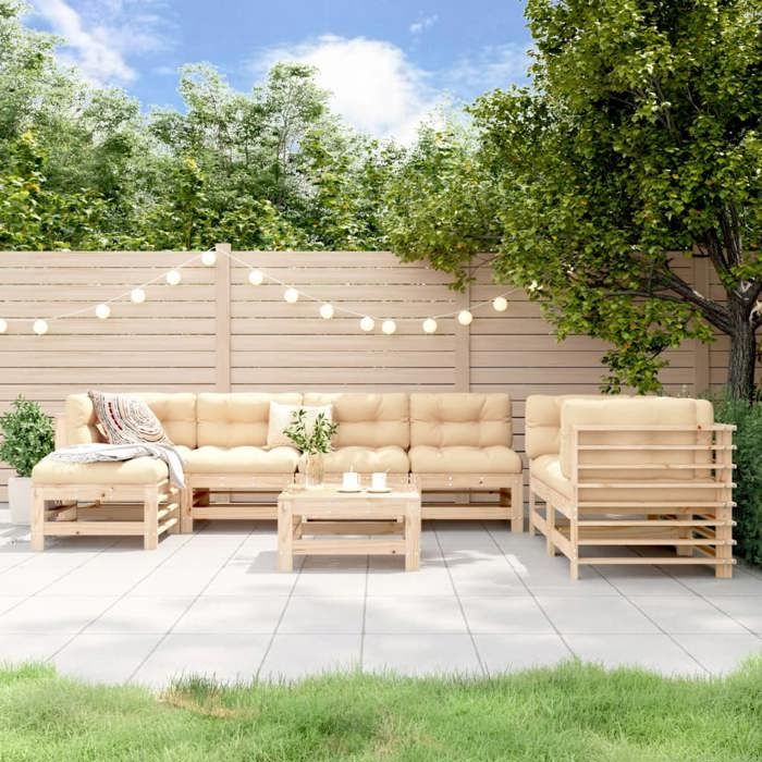 VIDAXL Salon de jardin 8 pcs Bois de pin - vue 6