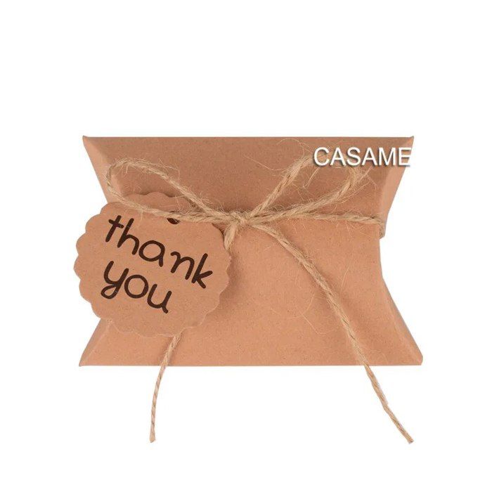 30 Boîtes Cadeaux Kraft 6.5x6.5x4.5cm | Avec Ruban Marron - Pour Bonbons, Bijoux, Cadeaux DIY