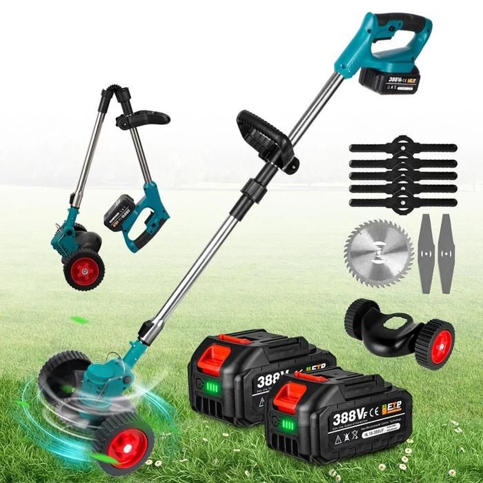 Tondeuse à Gazon Sans Fil DEWINNER 20V - 2 En 1 Coupe-Bordures - Batterie Lithium 2.0Ah - Angle Réglable 90°