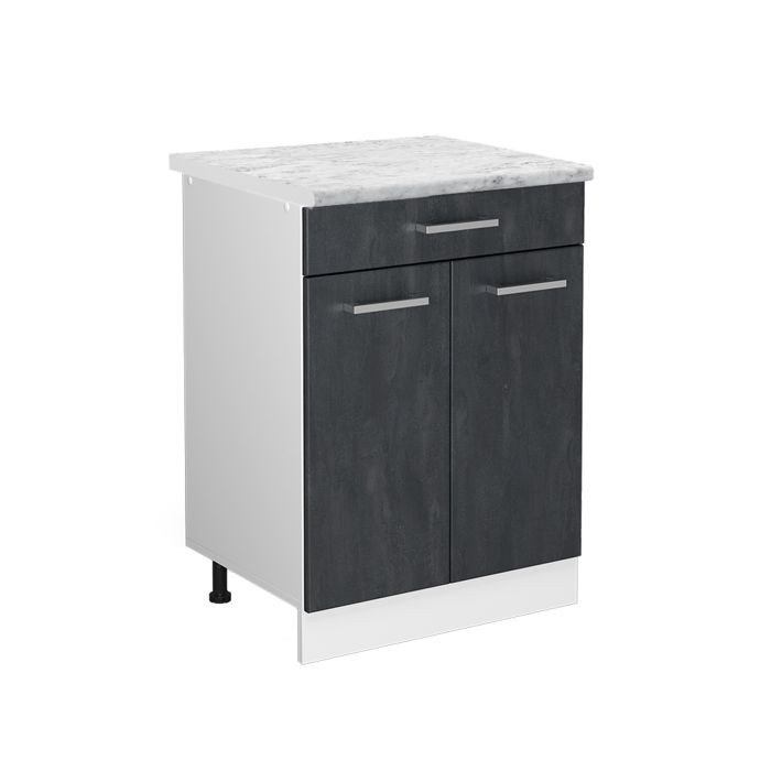 Meuble cuisine R-Line 60cm PT Marbre Béton noir/Blanc Vicco 47621