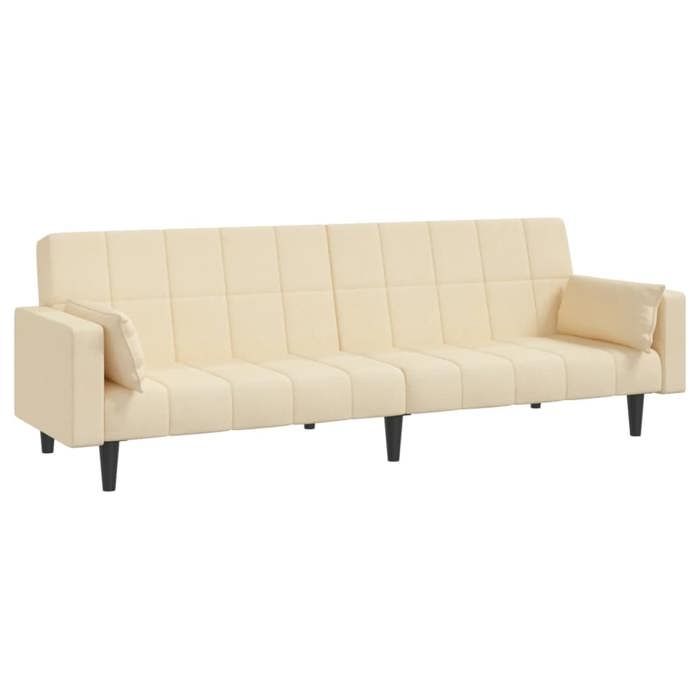 BEAU Canapé-lit à 2 places avec deux oreillers crème tissu SS0000256902