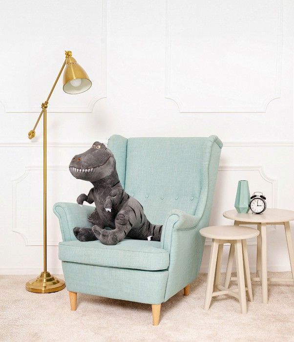 Peluche Dinosaure Tyrannosaure Rex XXL 60 Cm - Bleu - Doudou Enfant Jouet Déco - Tissu Doux Et Réaliste