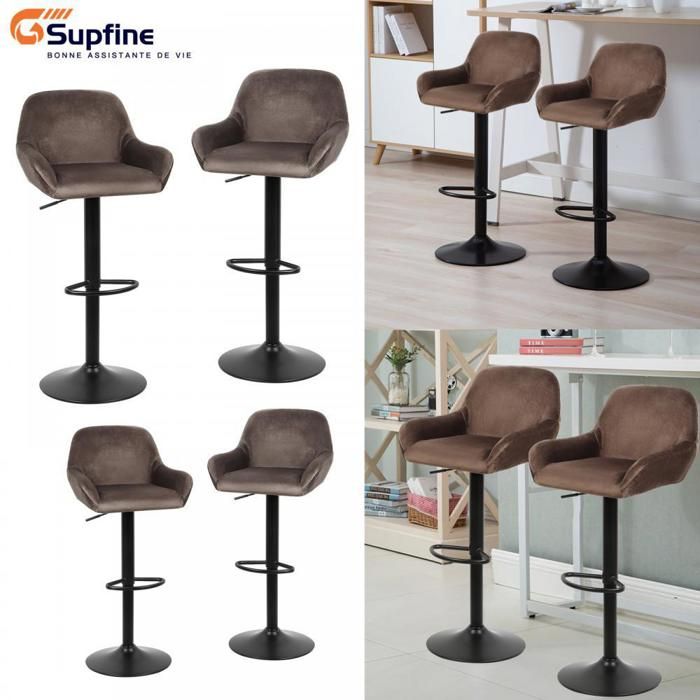 SUPFINE Tabouret de Bar Ensemble de 4 Chaises de Bar - Chaises de Cuisine - Hauteur Réglable - Chaise de Salle À Manger