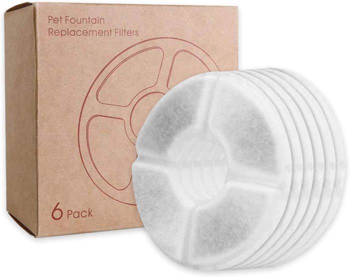 Comparer les prix de Filtre de Fontaine d'Eau pour Chat – Triple Action avec Coton Haute Intensité et Charbon de Bois pour Fontaine 2-2.5L (Lot de 6)