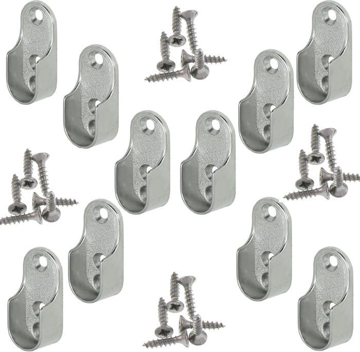 Rail Suspension Meuble Ovale OVA 10 Pièces - Support de tube darmoire penderie pour barre ovale Tringle Cintre Fixation