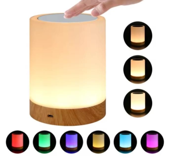 Veilleuse Lampe de Chevet LED Tactile réglable Veilleuse pour Enfant 16 Couleurs RGB Intensité Variable Rechargeable par USB