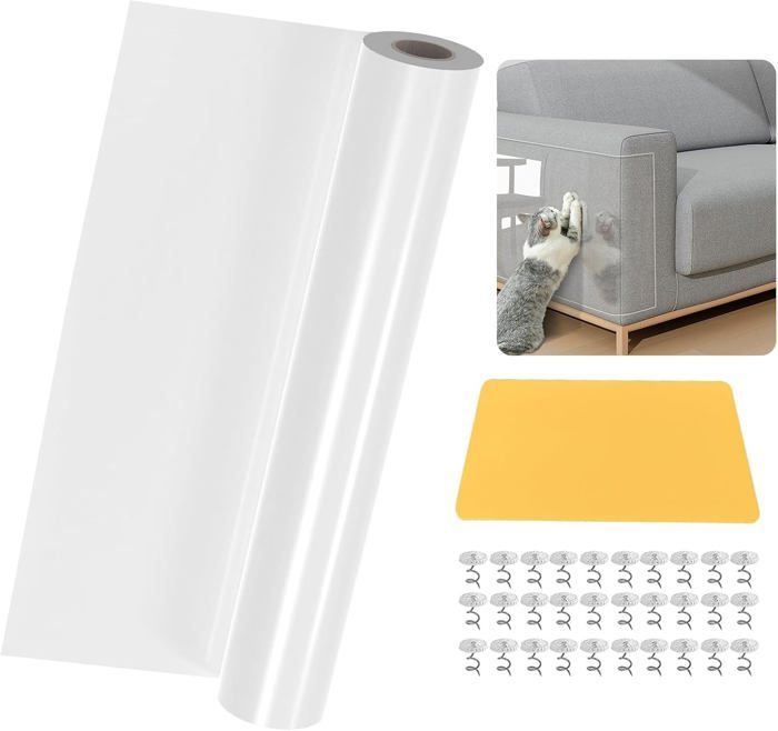 Comparer les prix de Protection Canapé Chat Anti Griffe 30x500cm Anti Griffe Sticker Transparent Autocollant de Protection pour Meubles Porte Mur Canapé