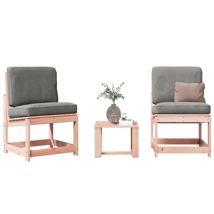 Set meubles d’extérieur - BONNIE - Salon de jardin 3 Pièces bois massif douglas - 40 x 38 x 285cm LLDS9841825