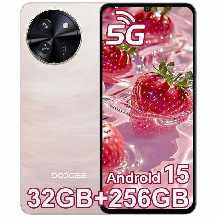 Doogee Note59 pro Smartphone 6.75 32 Go + 256 Go 6250mAh 16MP Caméra Téléphone portable 5G Android 15 Double Sim NFC GPS - Or