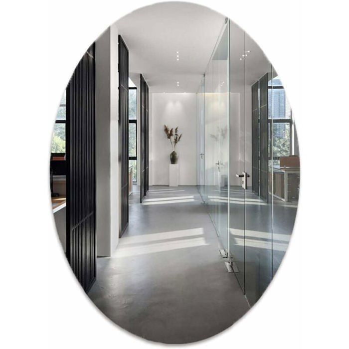 Miroir de salle de bain ovale moderneauto-adhésifmiroir de maquillage muraldécoratifdimensions 30 x 40 cm