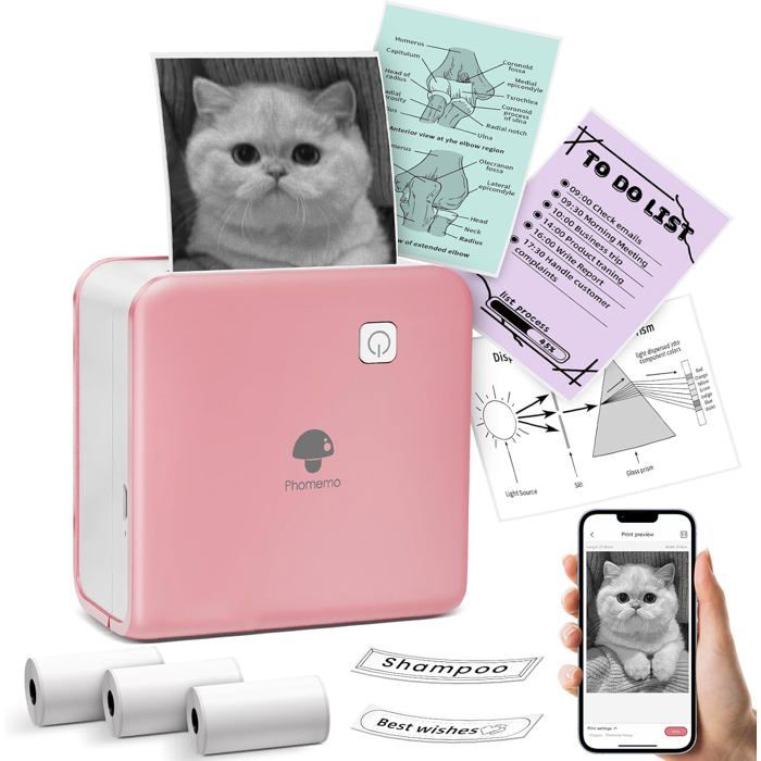 Phomemo M02 Pro Mini Imprimante Thermique, 300 DPI Imprimante de Poche ...