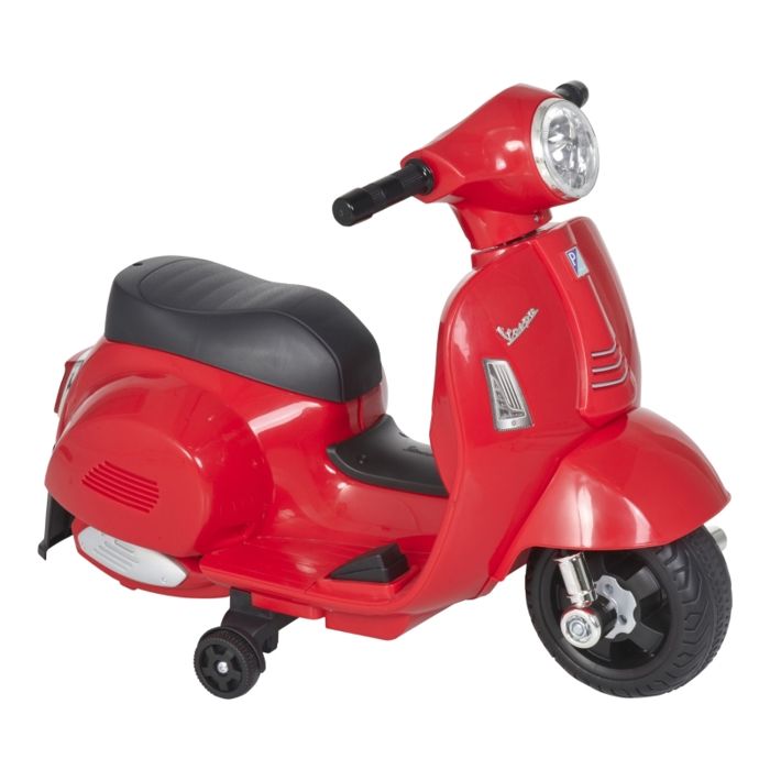 LEMODO Vespa Électrique Enfant 18-36 Mois – Rouge, Lumière Et Son, Roues Stabilisatrices Amovibles !