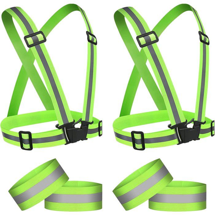 2 Pièces Gilet Réfléchissant et 4 Pièces Bracelet de Sécurité Réfléchissant