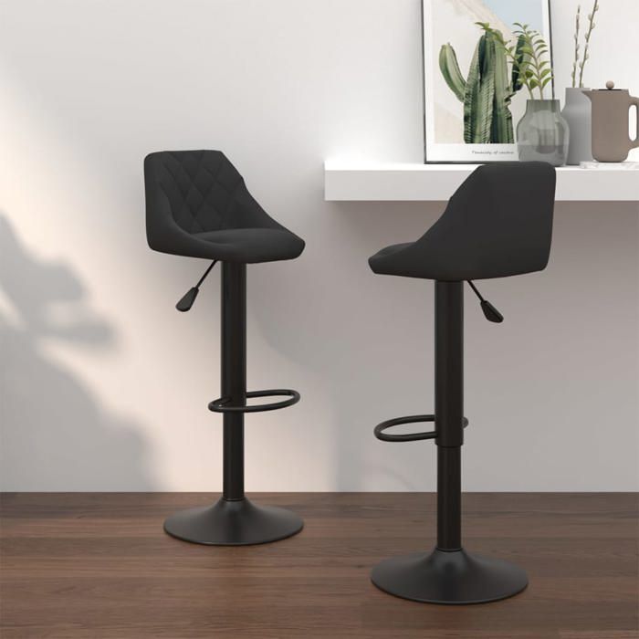 SALE 2026 Tabouret/Chaise de bar Noir - Tabourets de bar lot de 2 noir velours PRO128432265