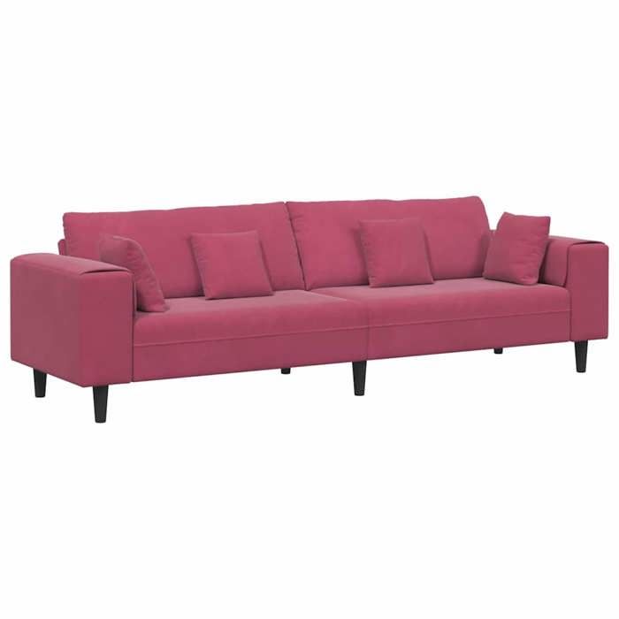 Les Soldes Canapé de salon( 4 PLACES) - CLOUD - grand sofa - Poids maximal: 440 kg - avec coussin Bordeaux 250x77x76 cm Velours LV