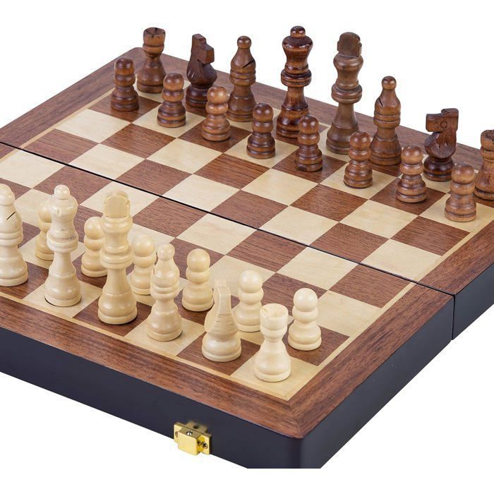 Échiquier En Bois Imperator 52 X 52 Cm – Échecs Sculptés Main – Pièces En Charme – Coffret Pliable Avec Rangement – Emballage Cadeau – Finition Satinée